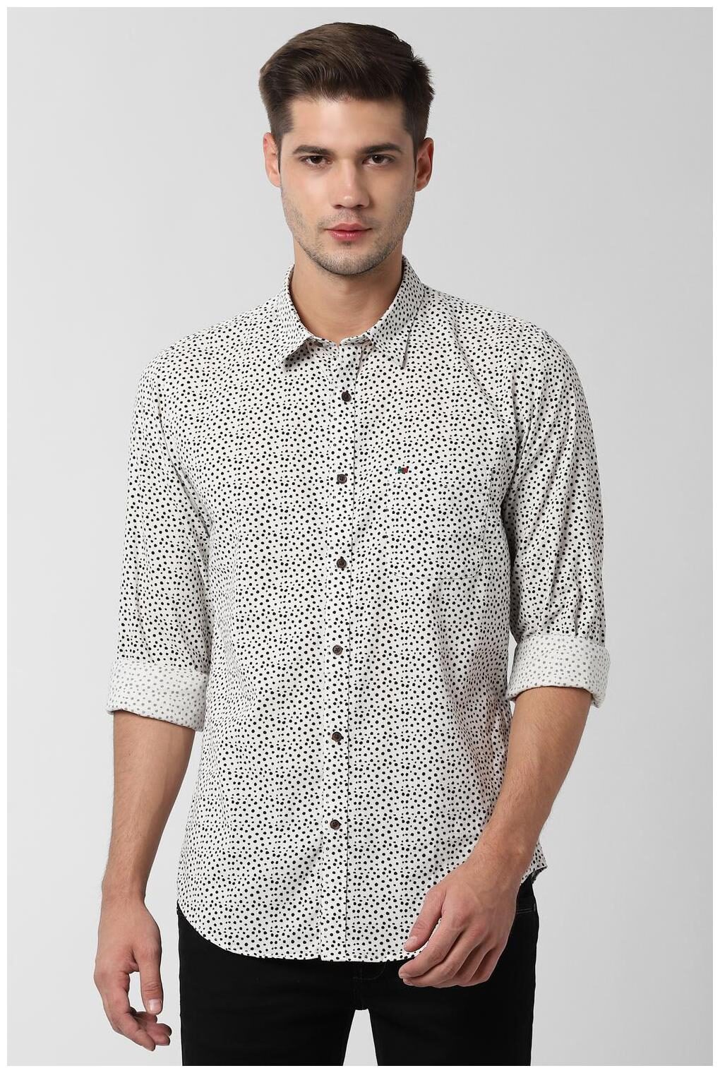 

Peter England Men White Polka Dots Slim Fit Casual Shirt