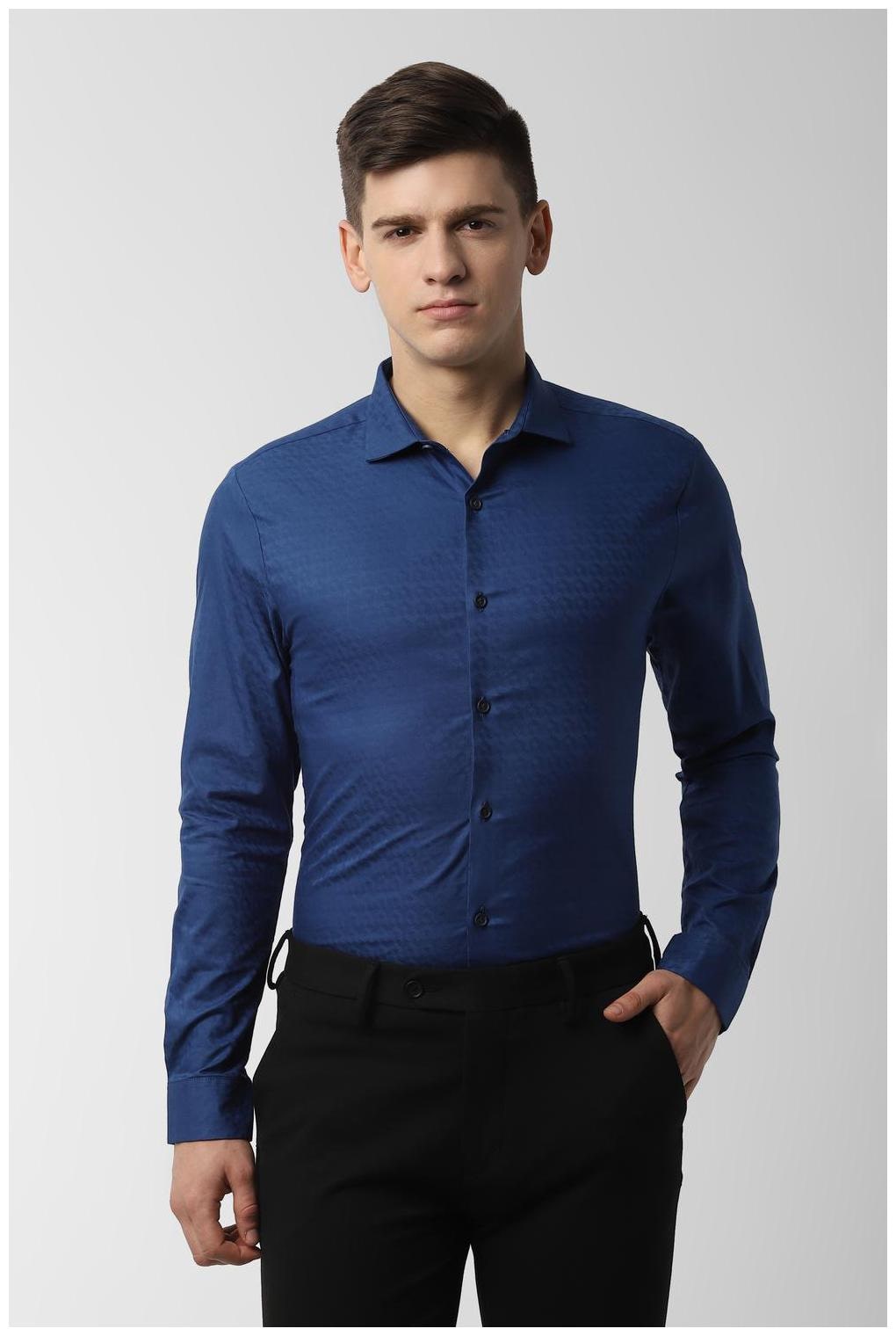 

Peter England Men Super slim fit Formal Shirt - Blue