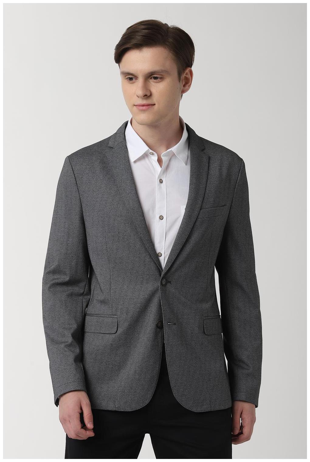 

Peter England Men Grey Textured Slim fit Single Breasted Blazer