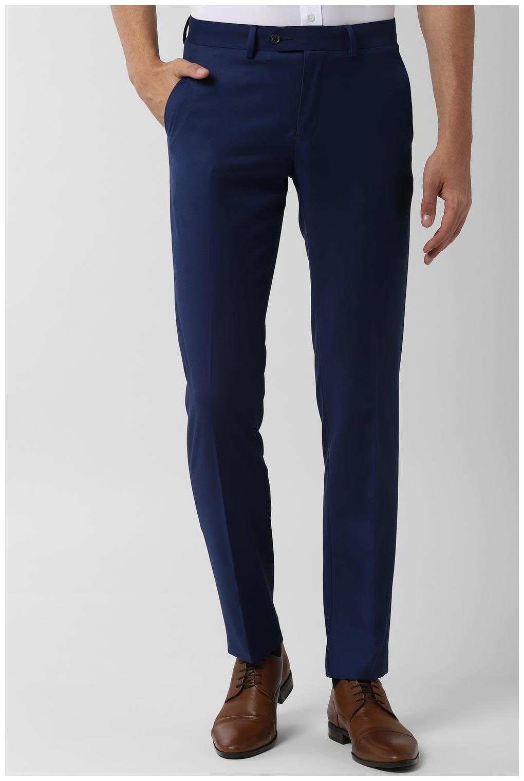 

Peter England Men Solid Slim Fit Formal Trouser - Navy Blue