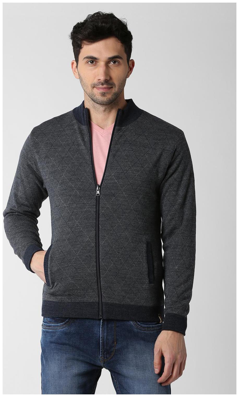 

Peter England Men Grey Henley neck Pullover