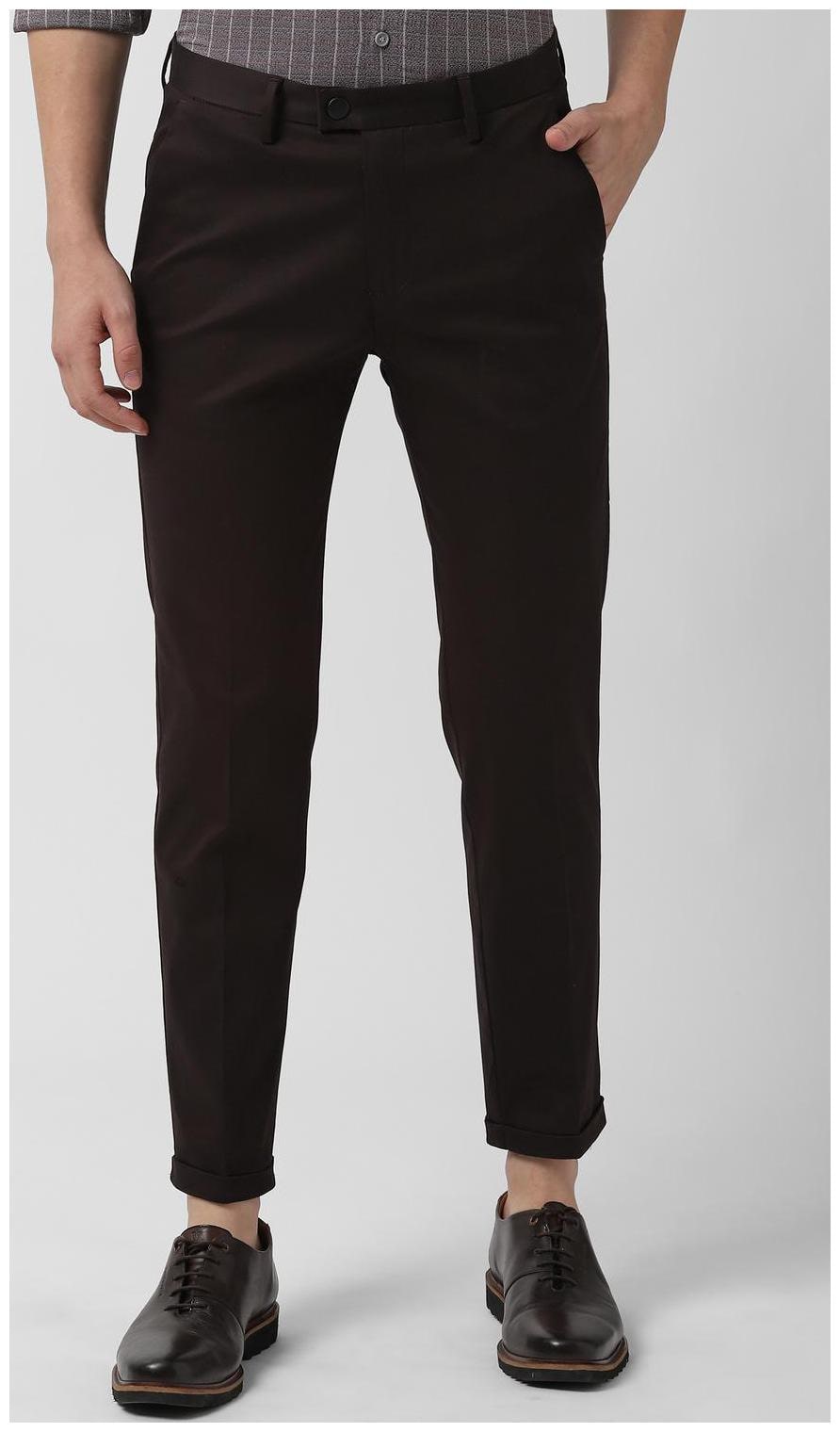 

Peter England Men Brown Solid Slim fit Regular trousers