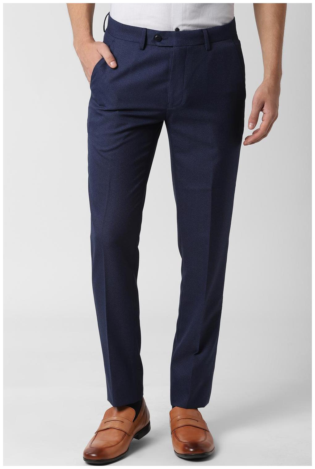 

Peter England Men Textured Slim Fit Formal Trouser - Blue