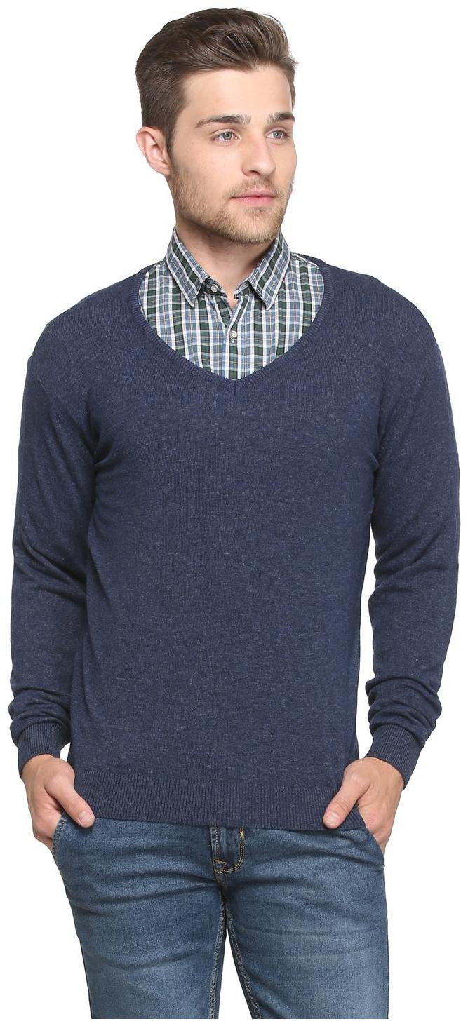 

Peter England Men Blue V neck Pullover