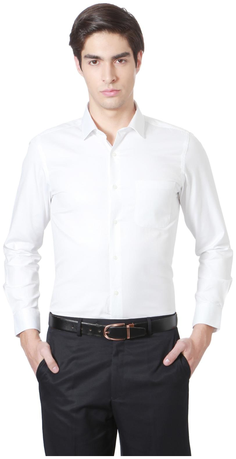 

Peter England Men White Solid Slim Fit Casual Shirt