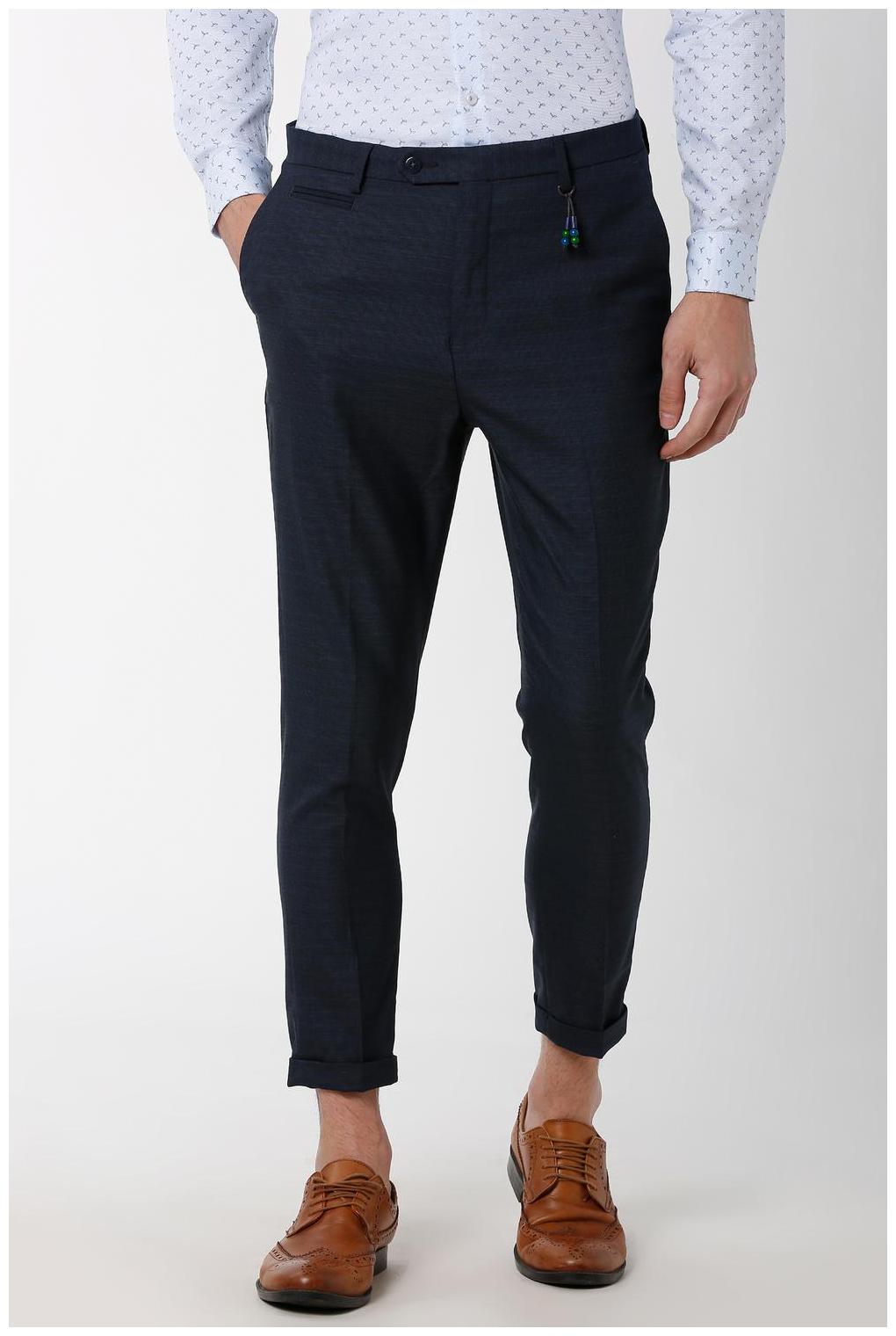 

Peter England Men Textured Slim Fit Formal Trouser - Blue
