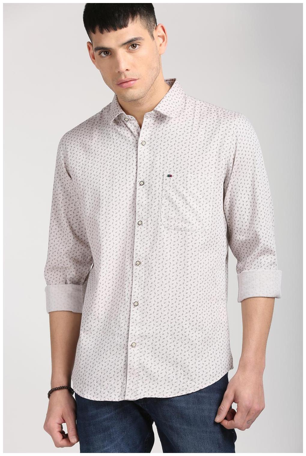 

Peter England Men Beige Printed Slim Fit Casual Shirt