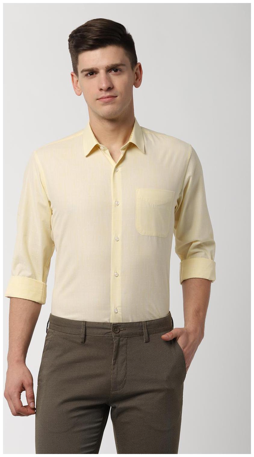 

Peter England Men Yellow Textured Slim Fit Casual Shirt
