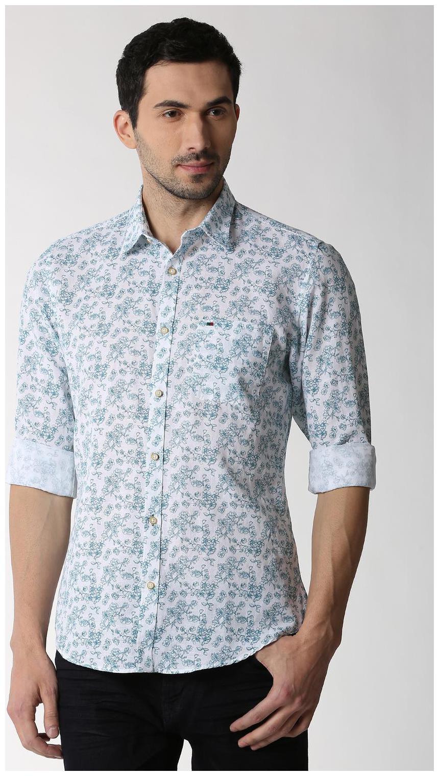 

Peter England Men Blue Printed Slim Fit Casual Shirt