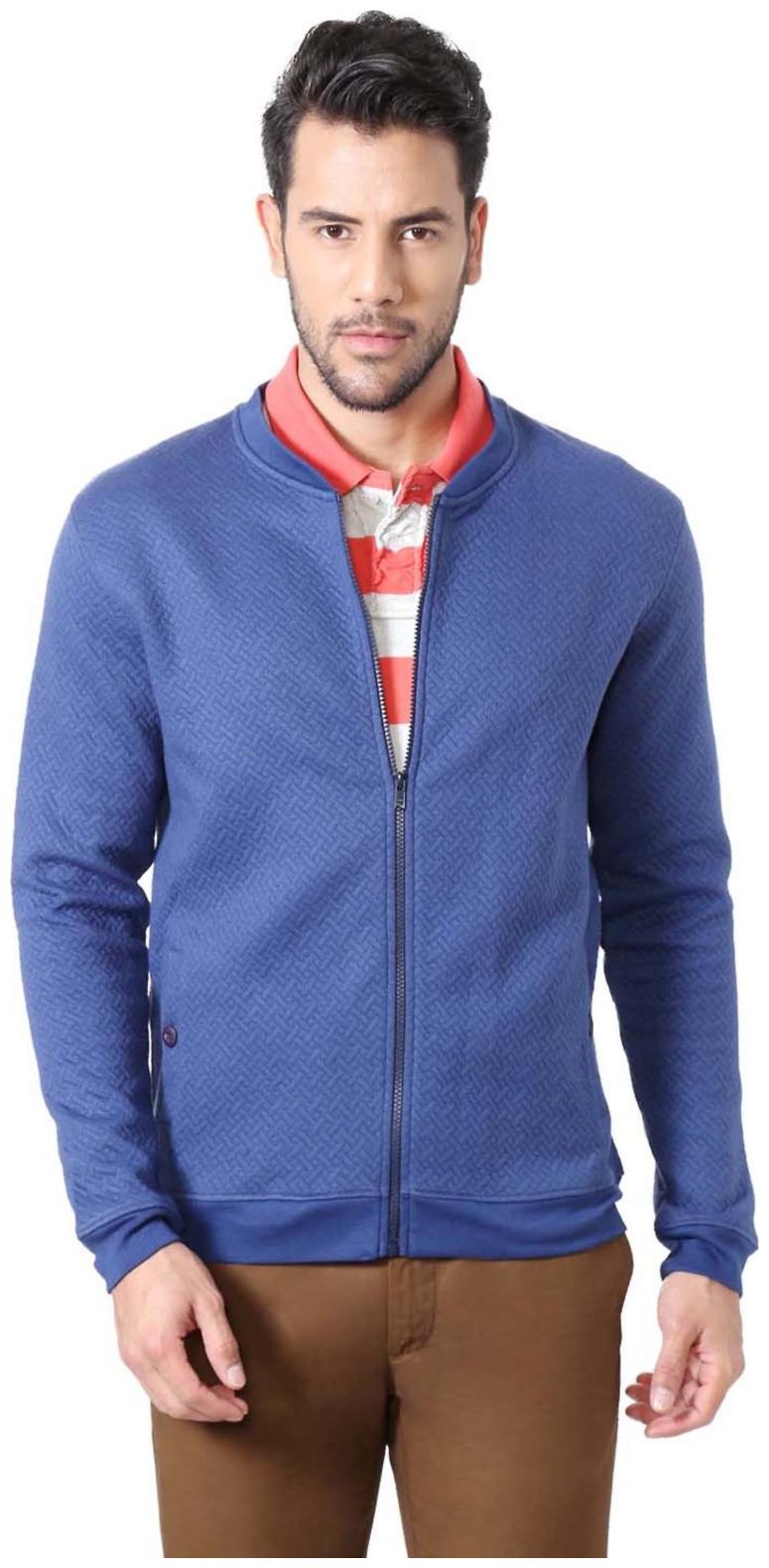 

Peter England Men Blue High neck Hoodie