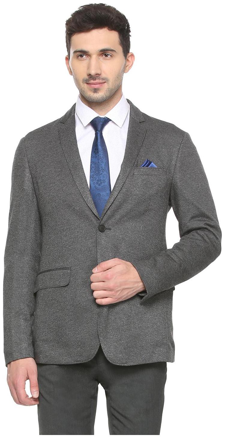 

Peter England Men Grey Textured Slim fit Single Breasted Blazer