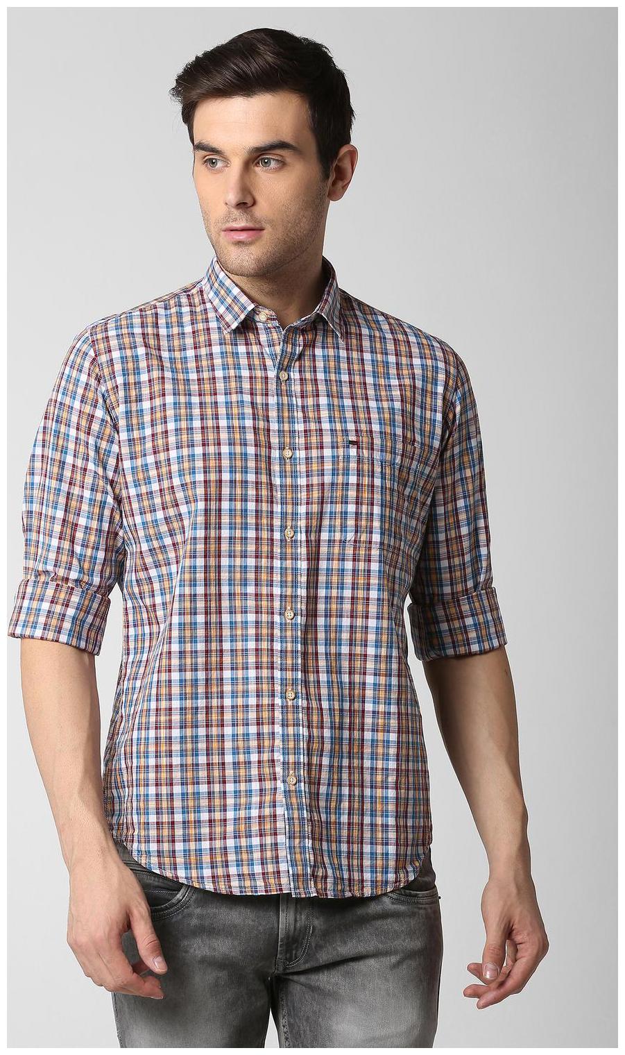 

Peter England Men Blue Checked Slim Fit Casual Shirt