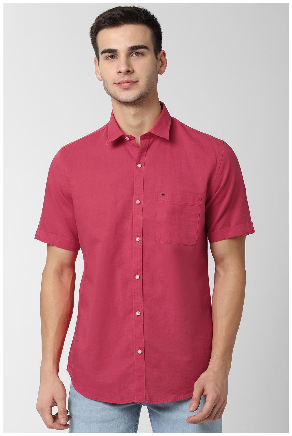 

Peter England Men Red Solid Slim Fit Casual Shirt
