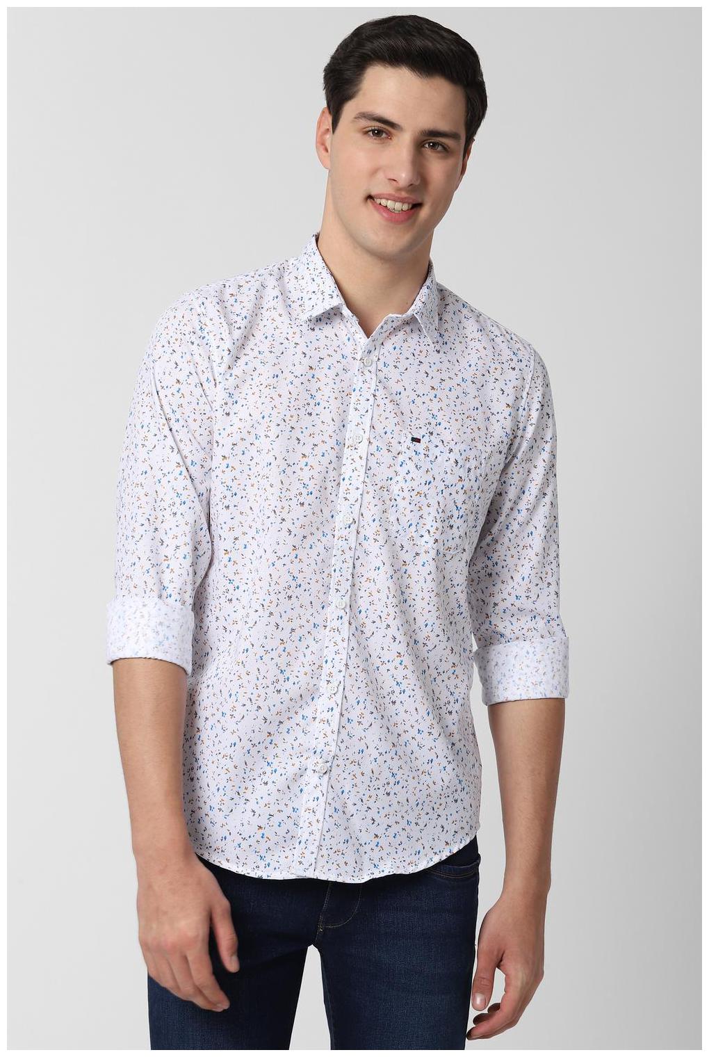 

Peter England Men White Printed Slim Fit Casual Shirt