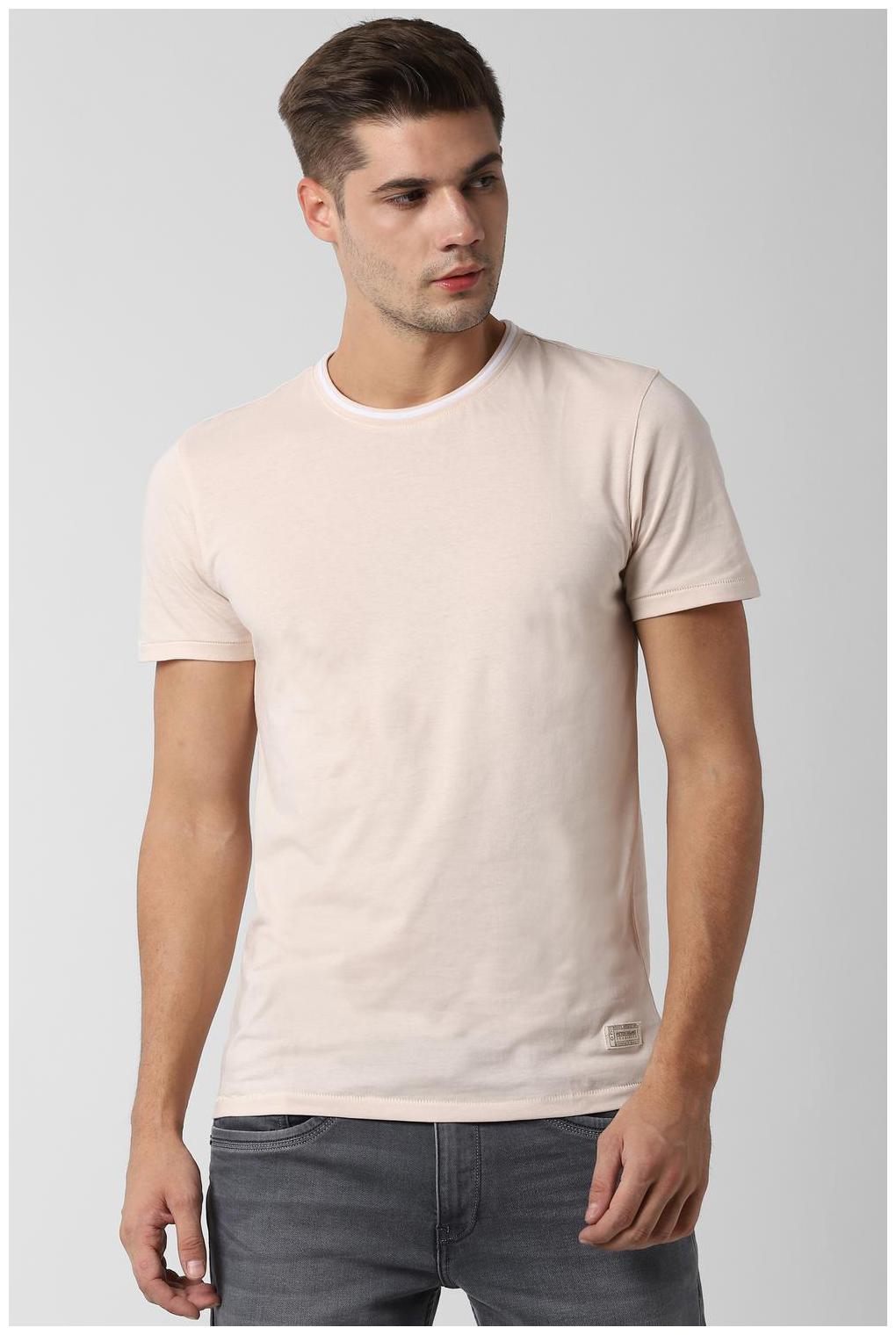 

Peter England Men Cream Slim fit Cotton Blend Round neck T-Shirt - Pack Of 1