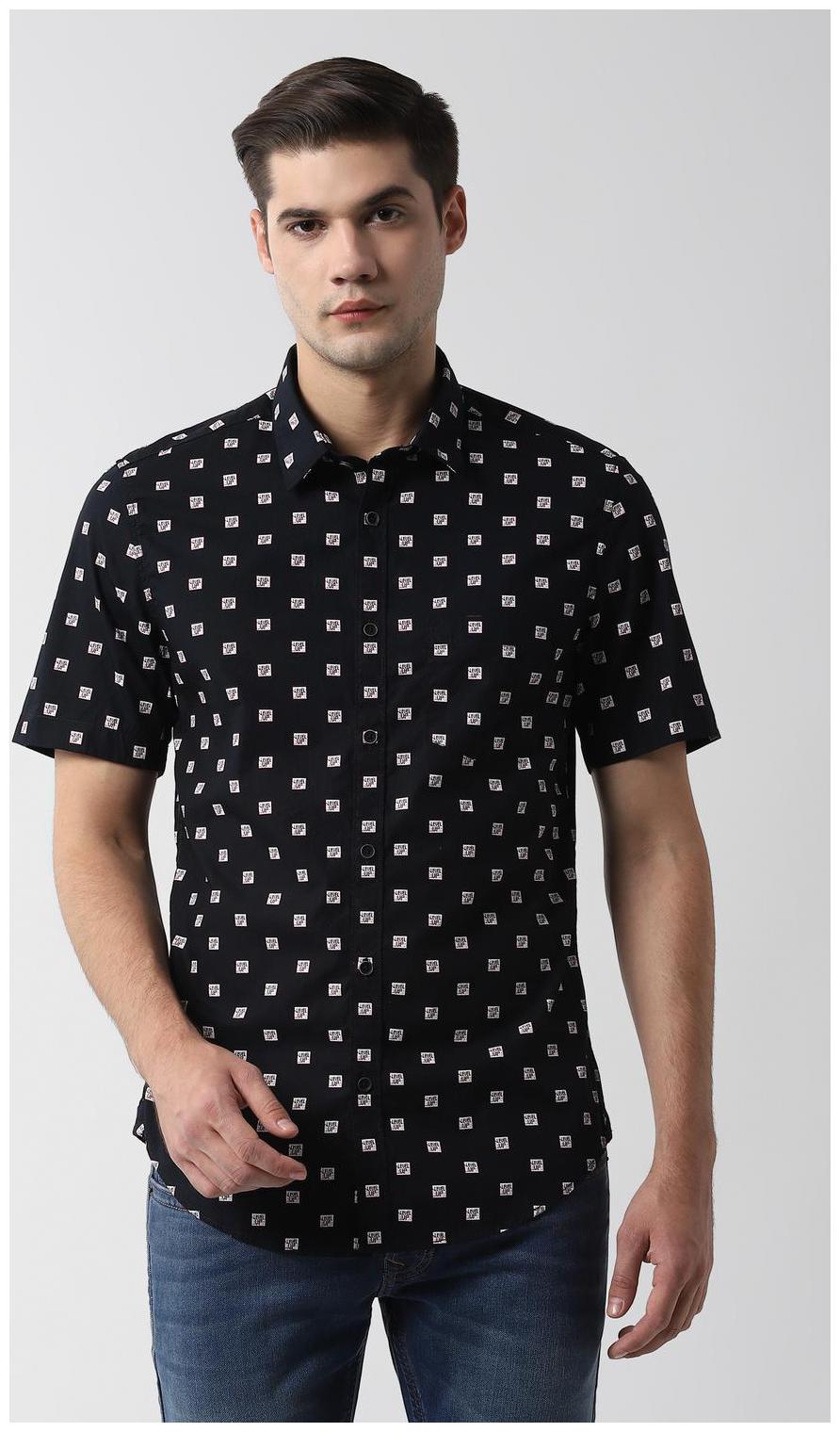

Peter England Men Black Printed Super Slim Fit Casual Shirt