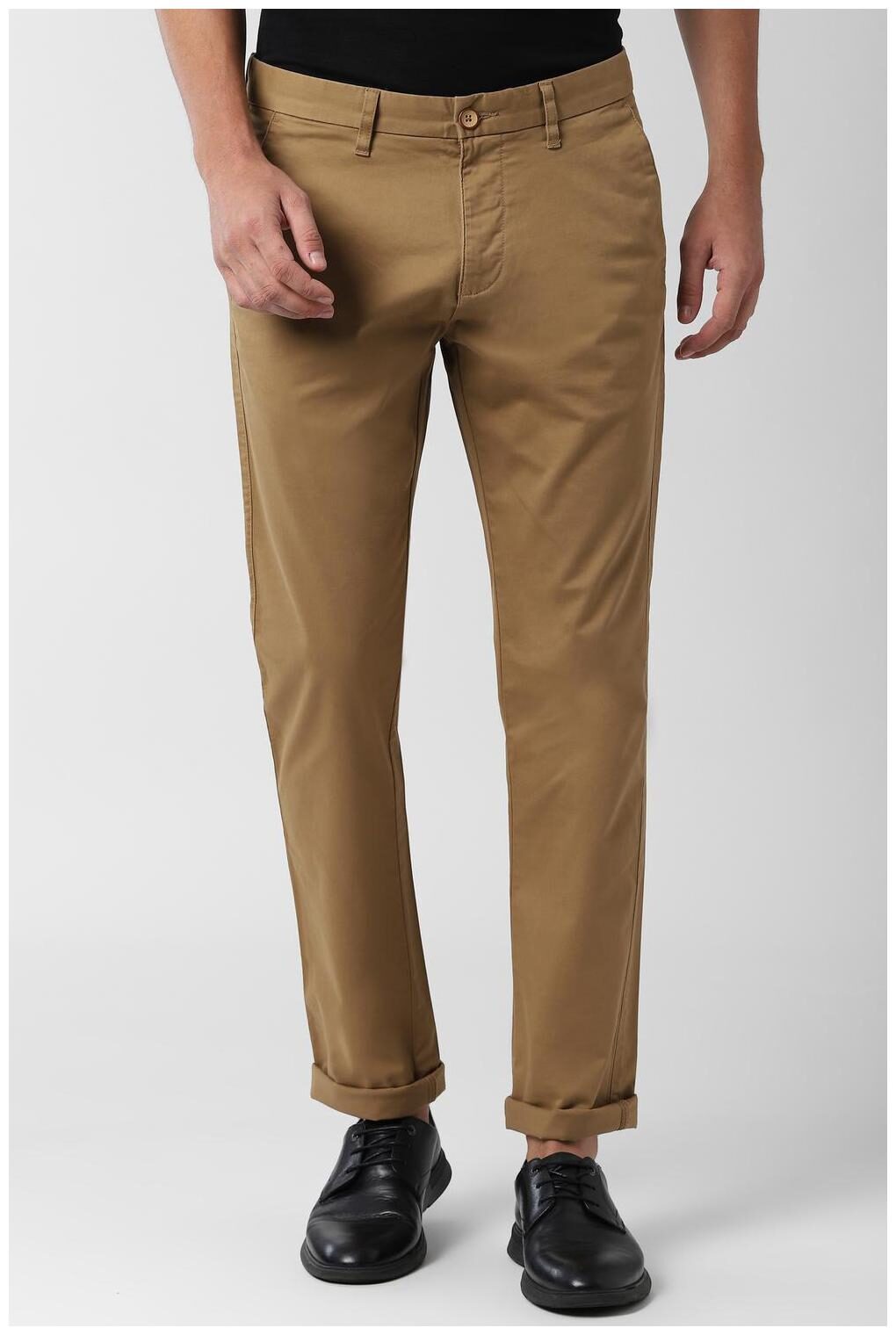 

Peter England Men Beige Solid Slim fit Regular trousers