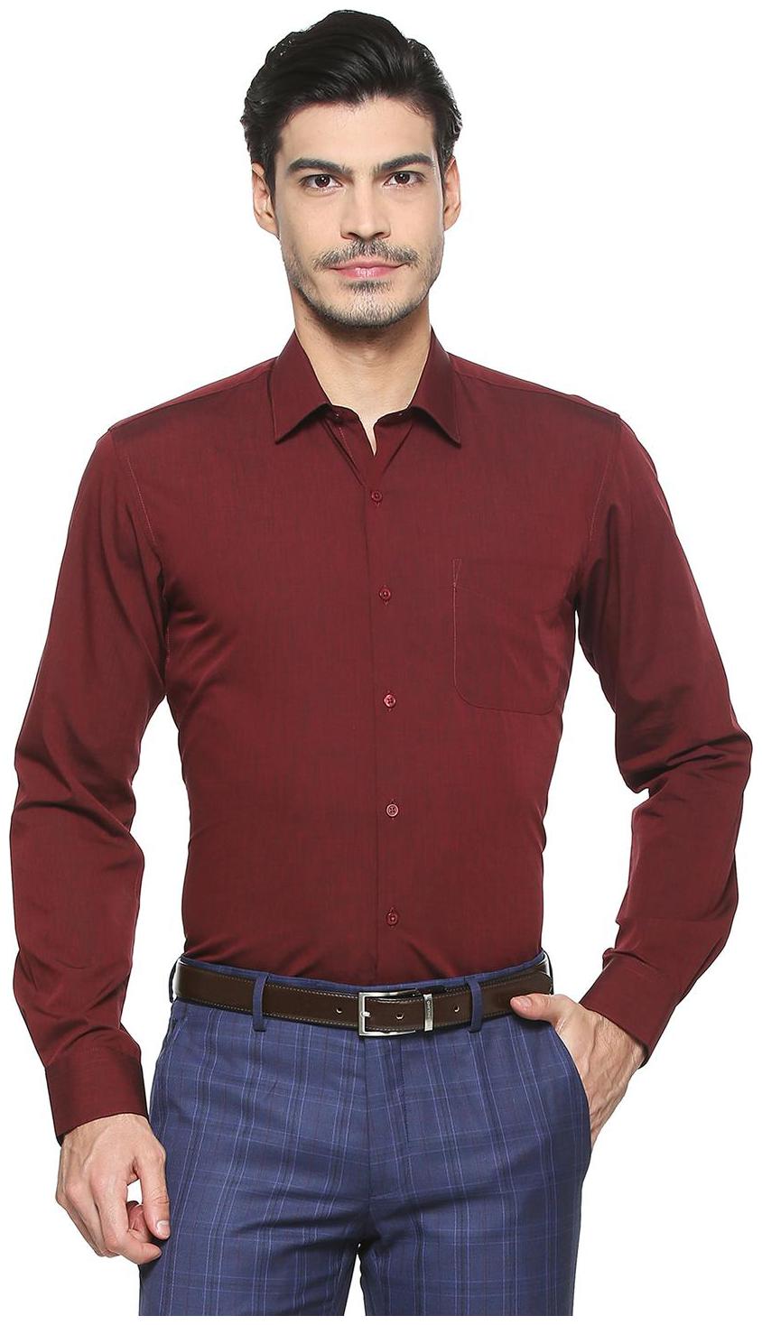 

Peter England Men Super slim fit Formal Shirt - Maroon