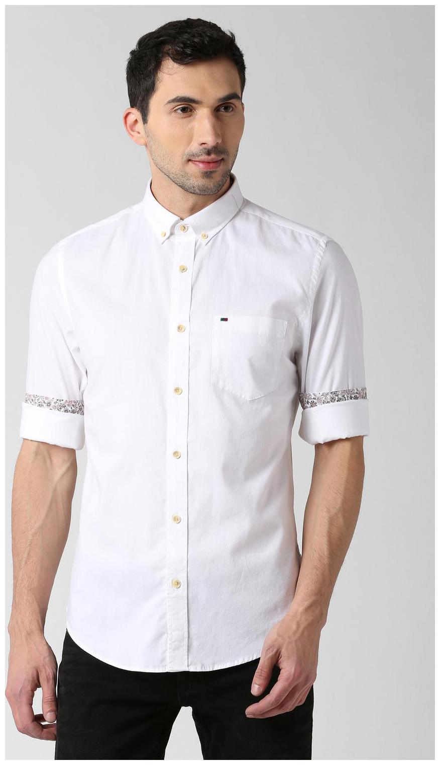 

Peter England Men White Solid Super Slim Fit Casual Shirt