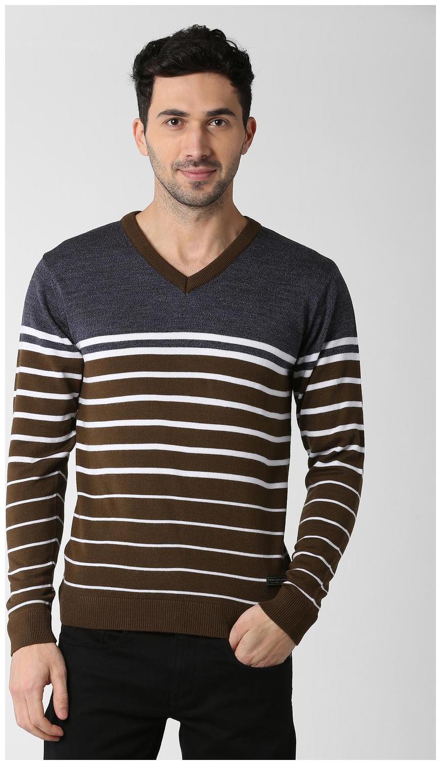 

Peter England Men Brown V neck Pullover
