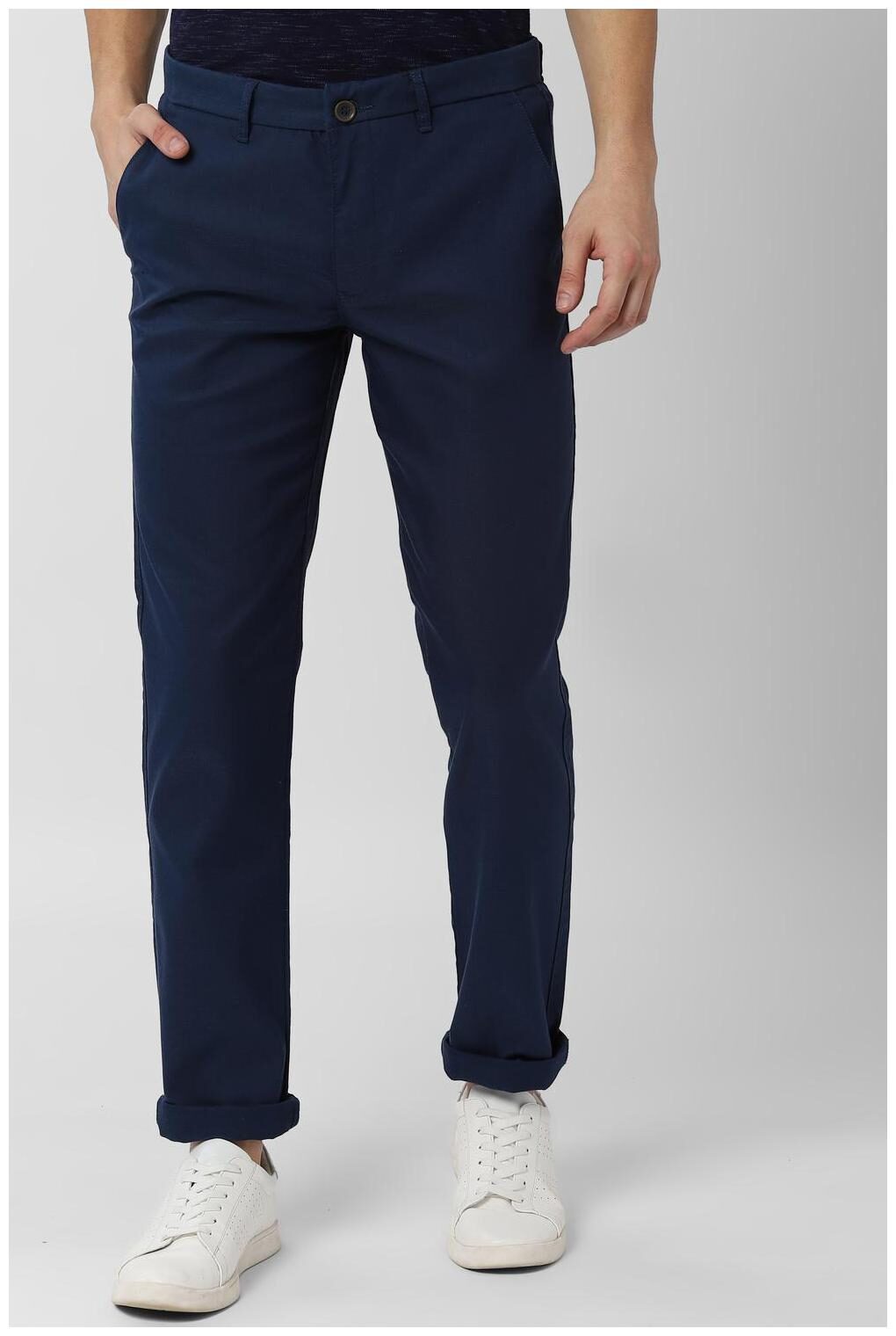 

Peter England Men Navy blue Solid Slim fit Regular trousers