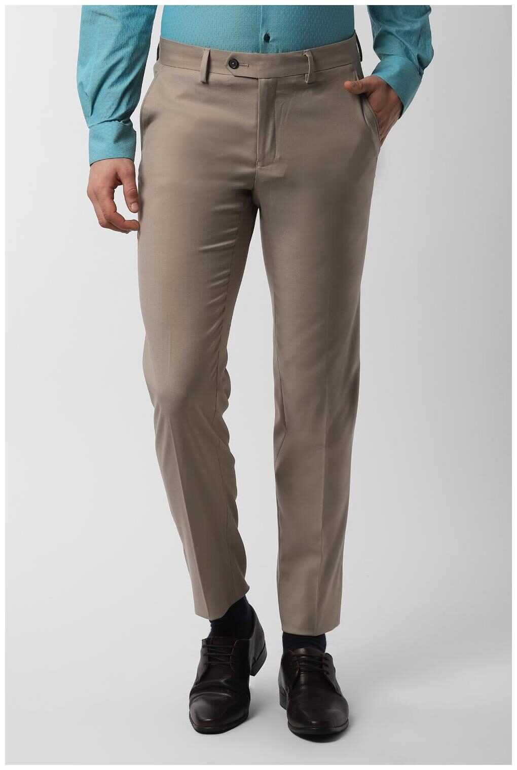 

Peter England Men Textured Slim Fit Formal Trouser - Beige