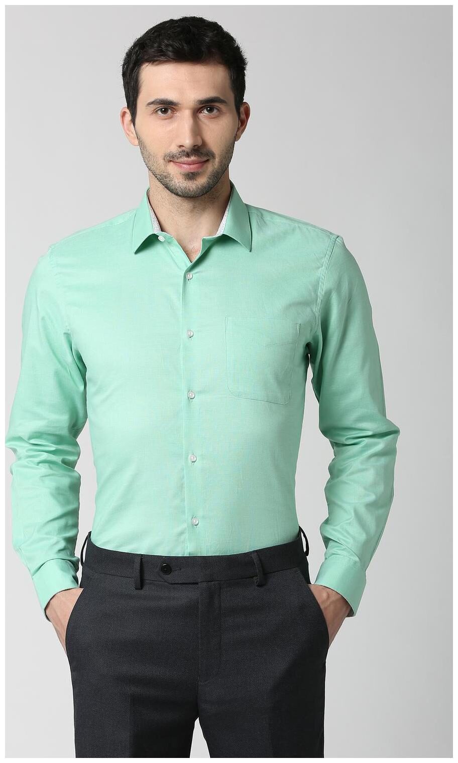 

Peter England Men Slim fit Formal Shirt - Green