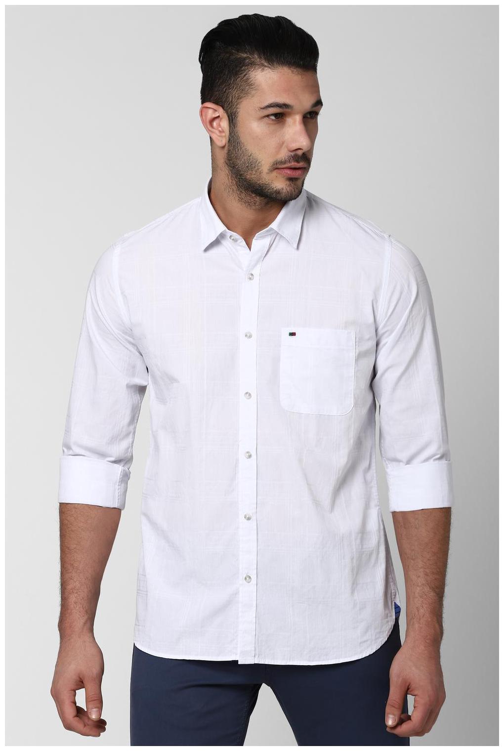 

Peter England Men White Checked Slim Fit Casual Shirt