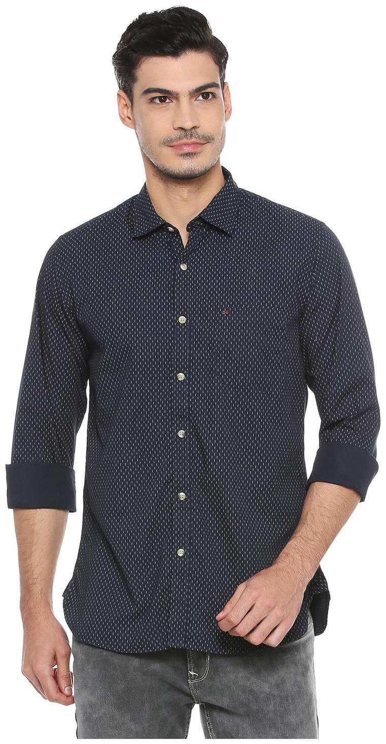 

Peter England Men Blue Printed Slim Fit Casual Shirt