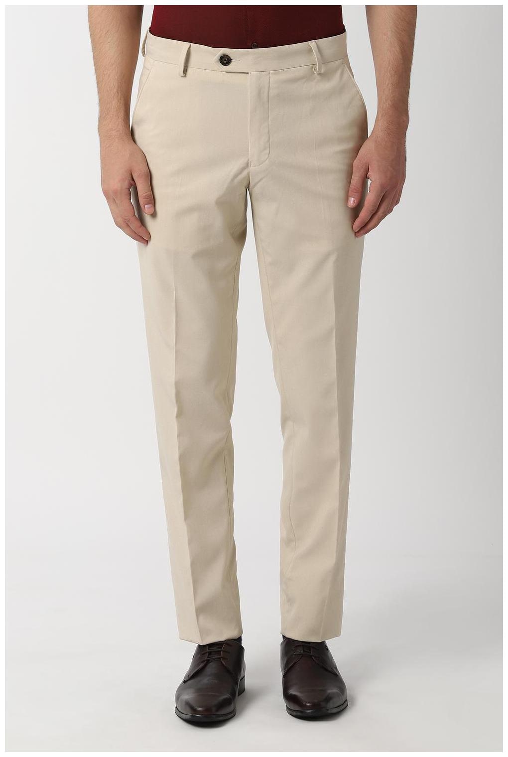 

Peter England Men Solid Slim Fit Formal Trouser - Cream