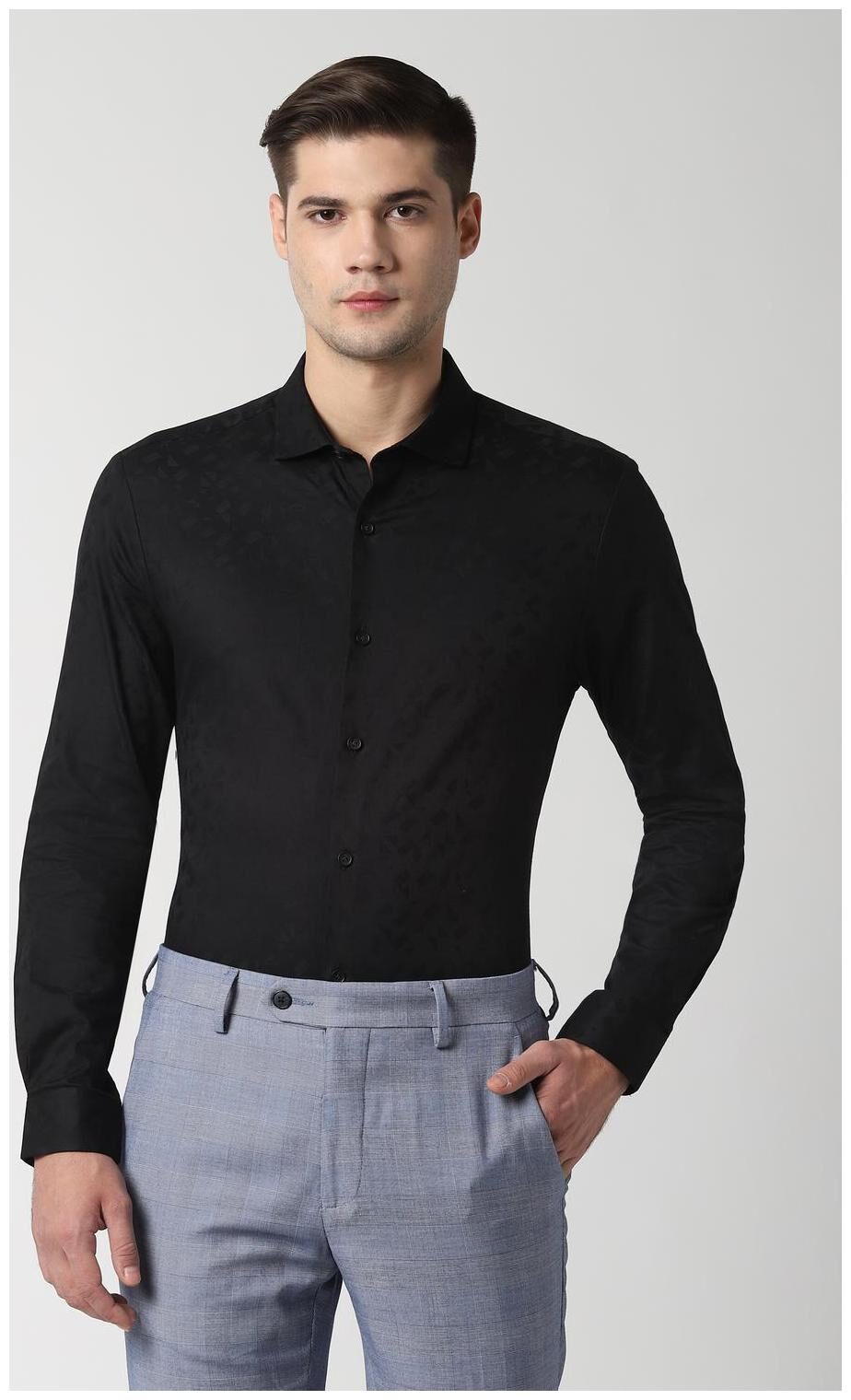 

Peter England Men Super slim fit Formal Shirt - Black