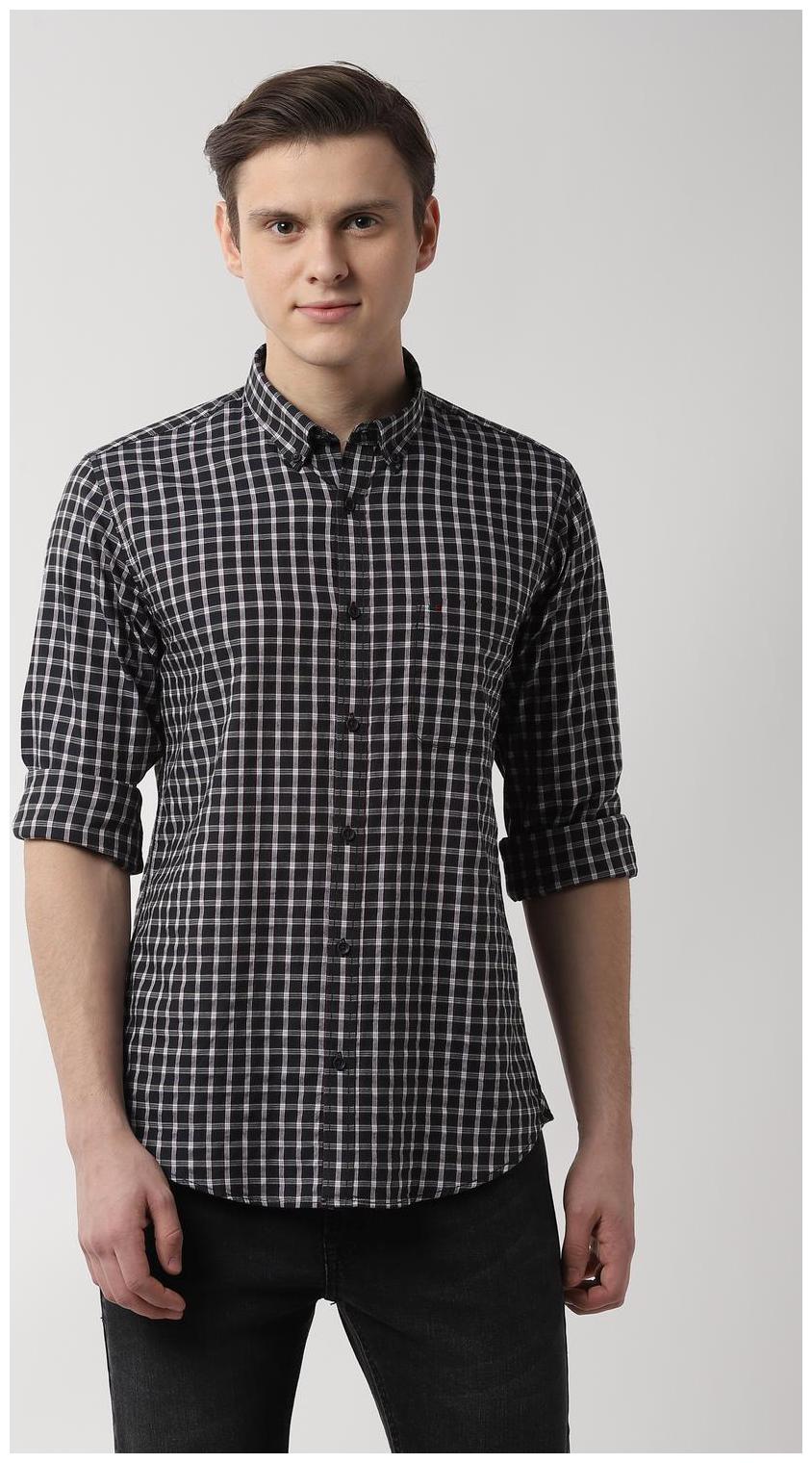 

Peter England Men Black Checked Slim Fit Casual Shirt