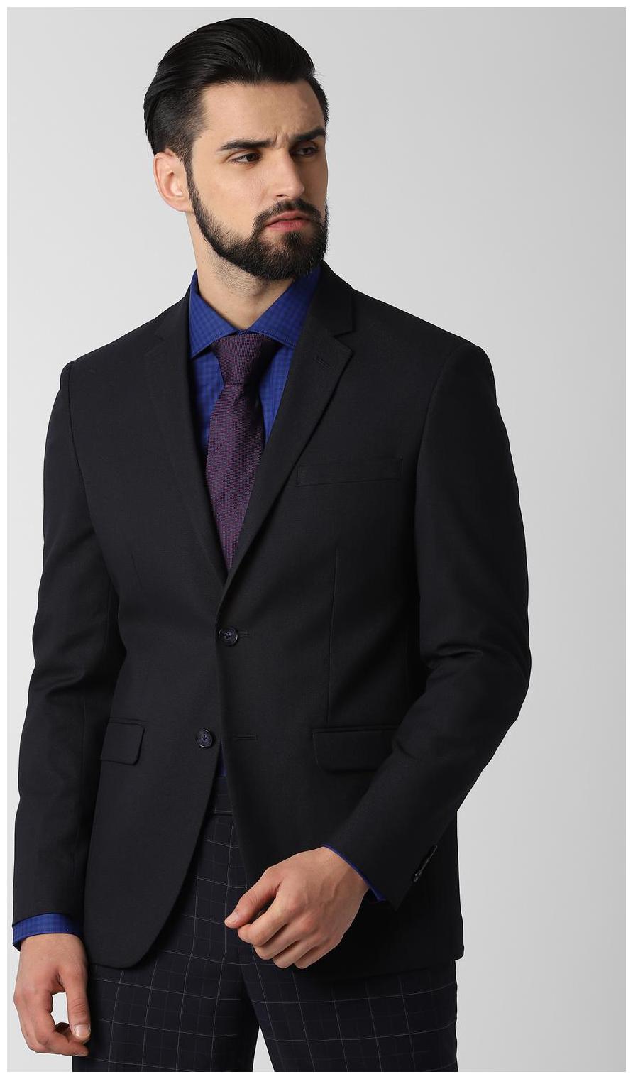 

Peter England Men Blended Double Breasted Blazer Blue