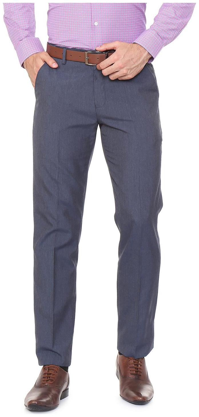 

Peter England Men Textured Slim Fit Formal Trouser - Blue