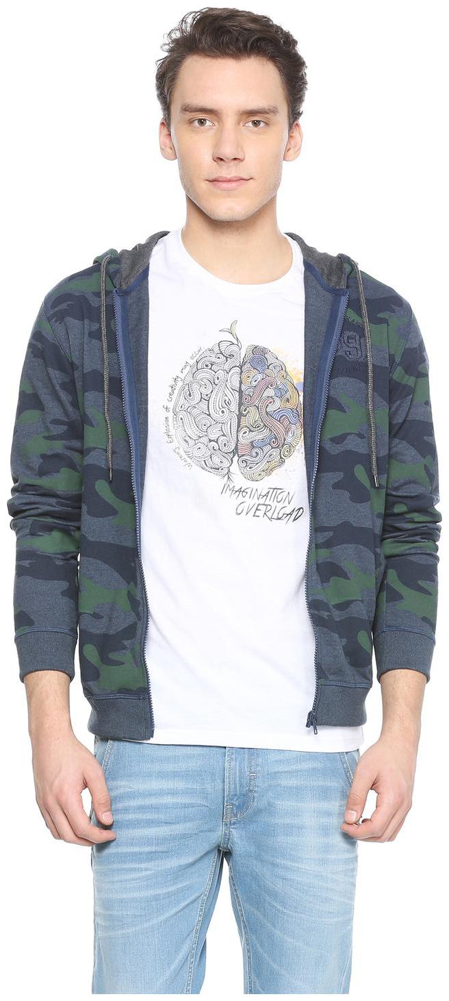 

Peter England Men Blue Hooded Sweatshirt