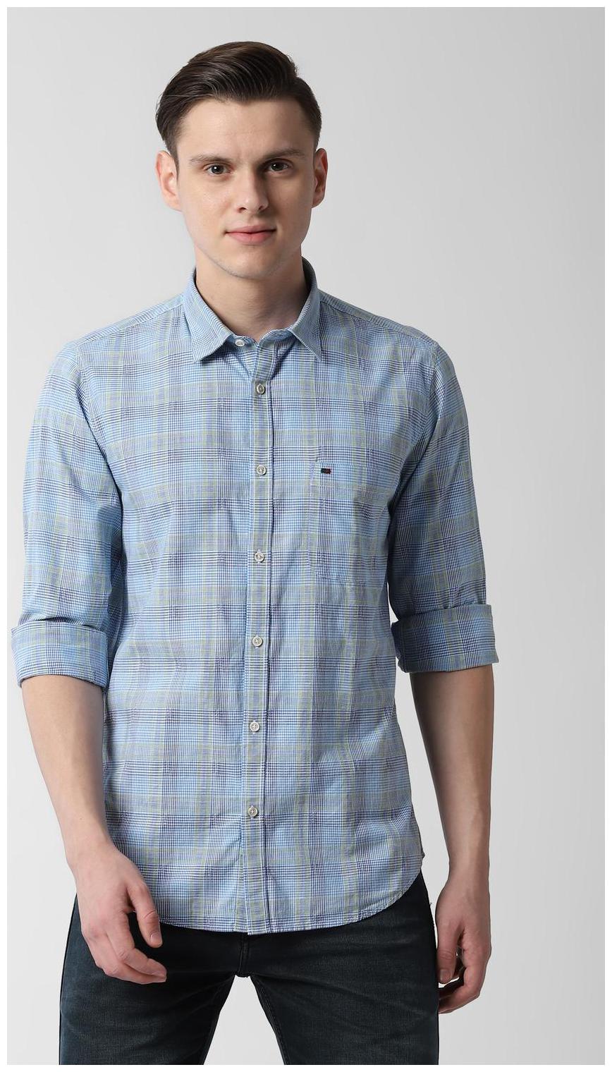 

Peter England Men Blue Checked Slim Fit Casual Shirt