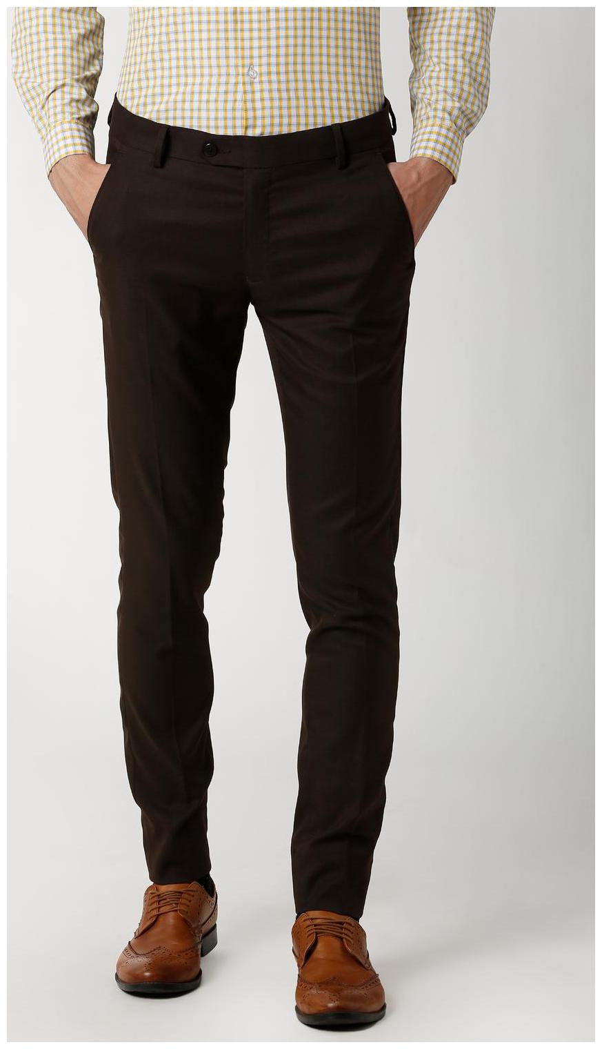 

Peter England Men Solid Slim Fit Formal Trouser - Brown