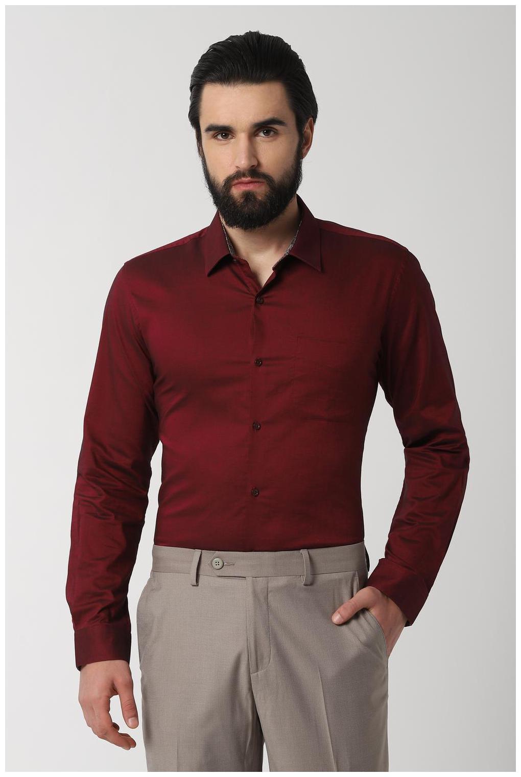 

Peter England Men Slim fit Formal Shirt - Maroon