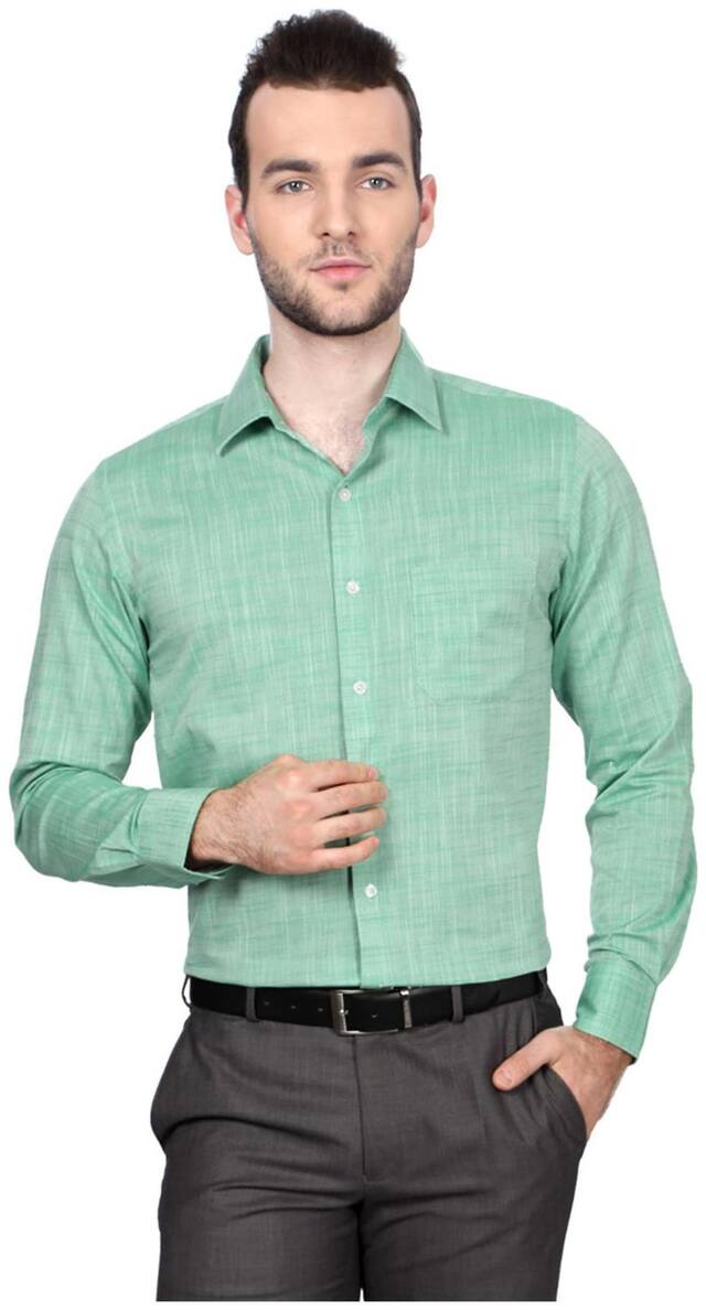 Peter England Men Regular fit Formal Shirt - Green
