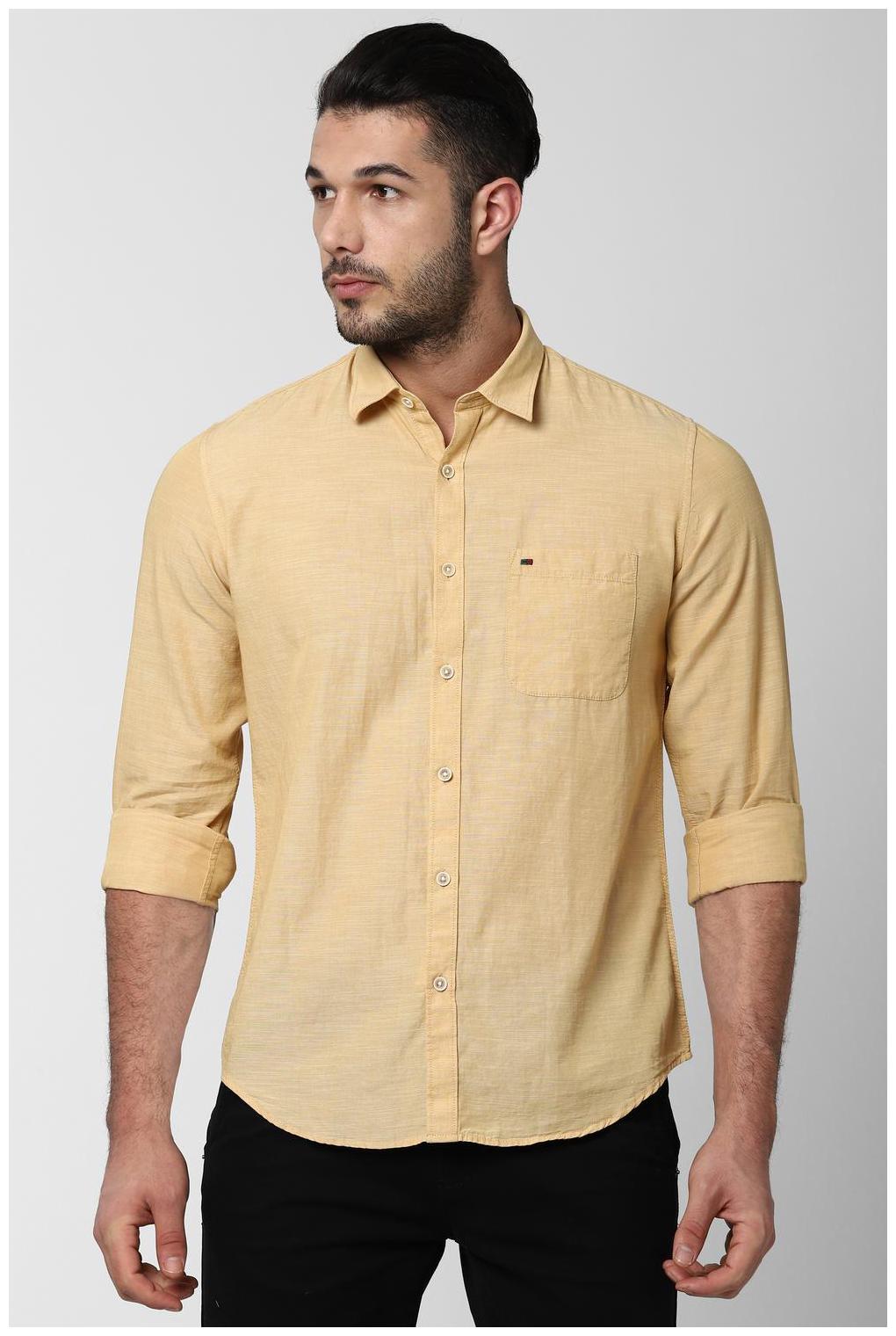 

Peter England Men Yellow Textured Slim Fit Casual Shirt