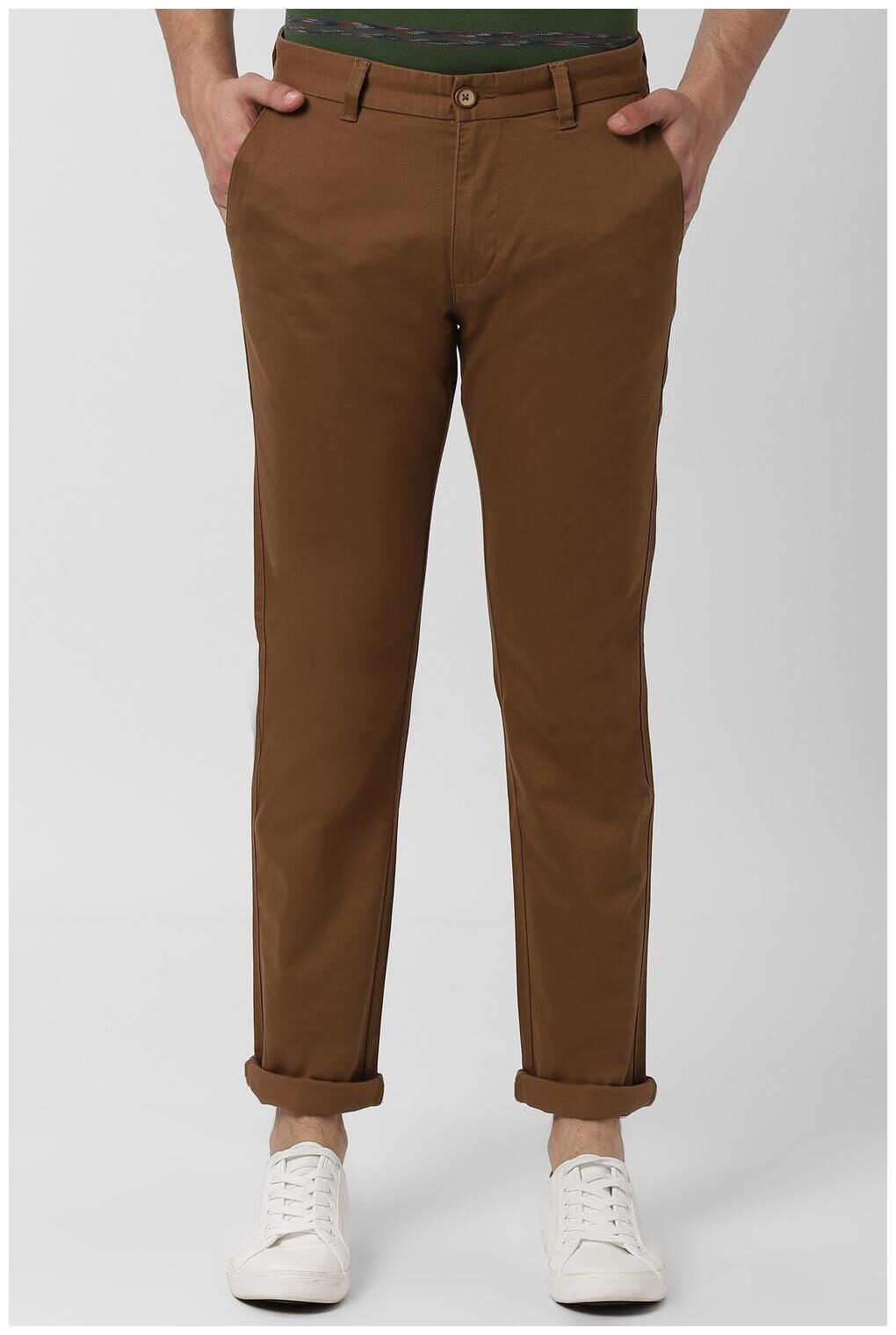 

Peter England Men Beige Solid Slim fit Regular trousers