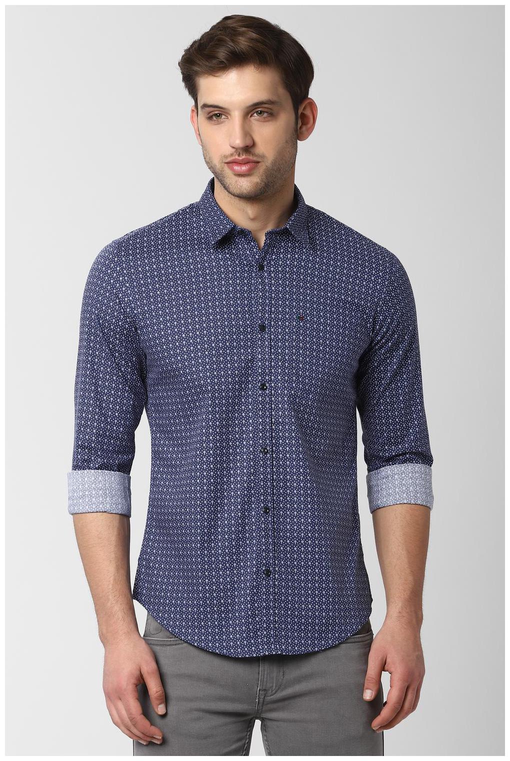 

Peter England Men Blue Polka Dots Slim Fit Casual Shirt