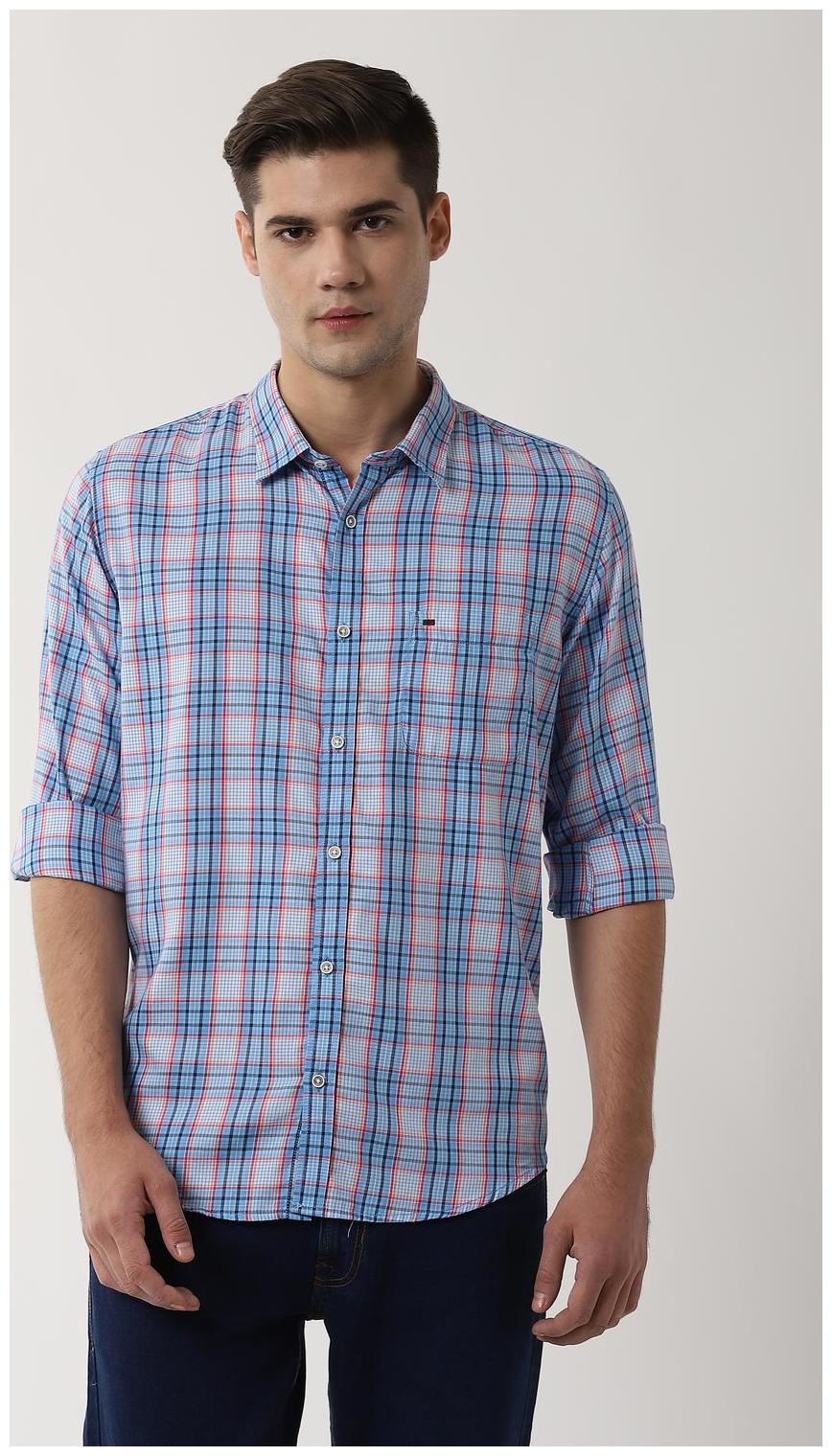 

Peter England Men Blue Checked Slim Fit Casual Shirt