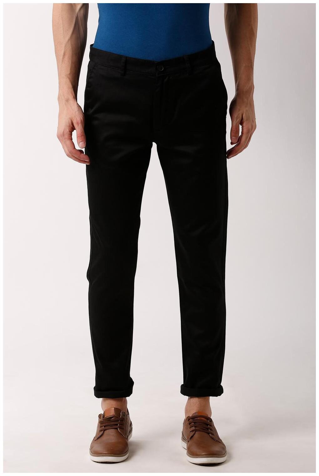 

Peter England Men Blue Solid Slim fit Regular trousers