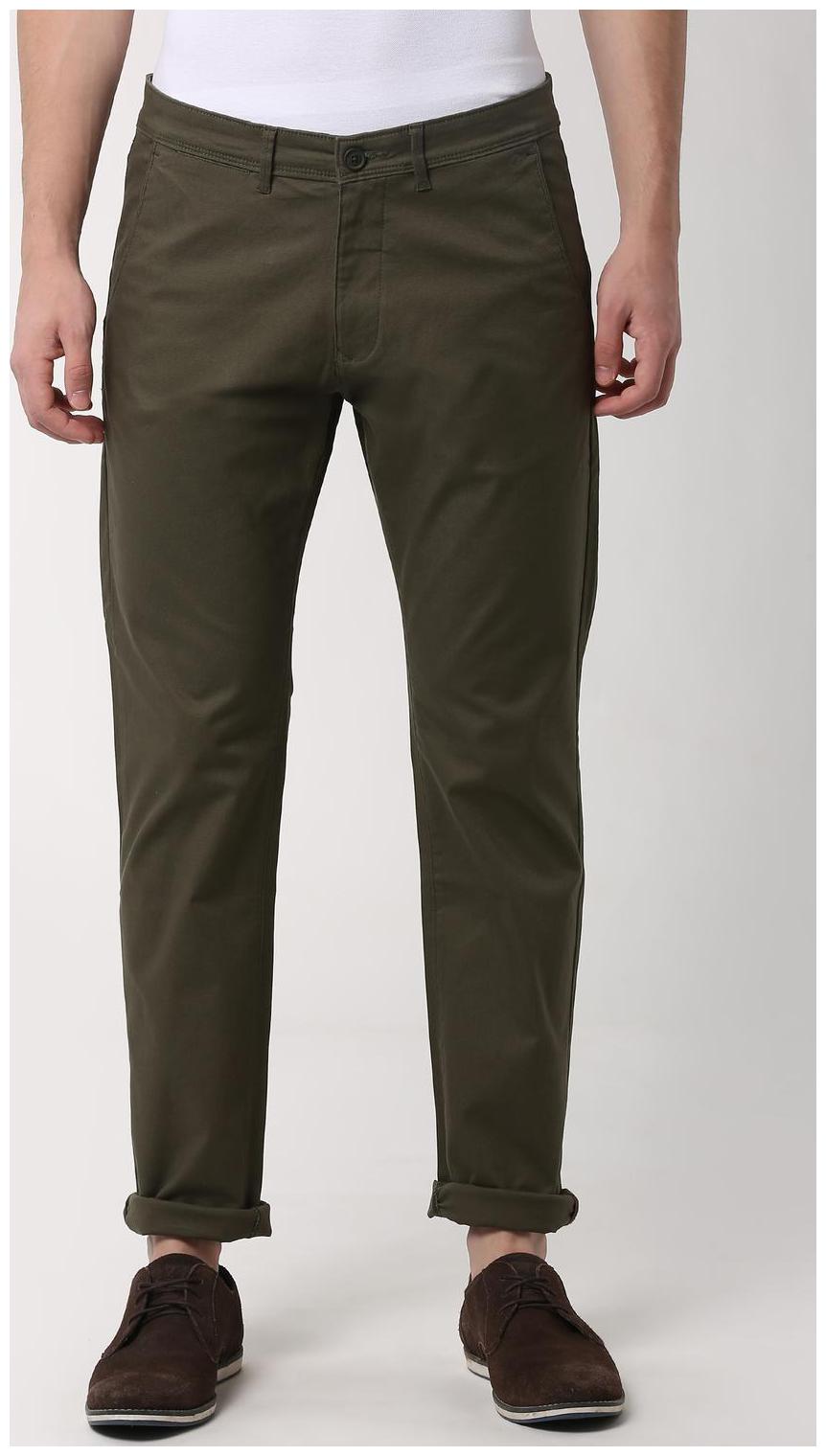 

Peter England Men Green Solid Slim fit Regular trousers