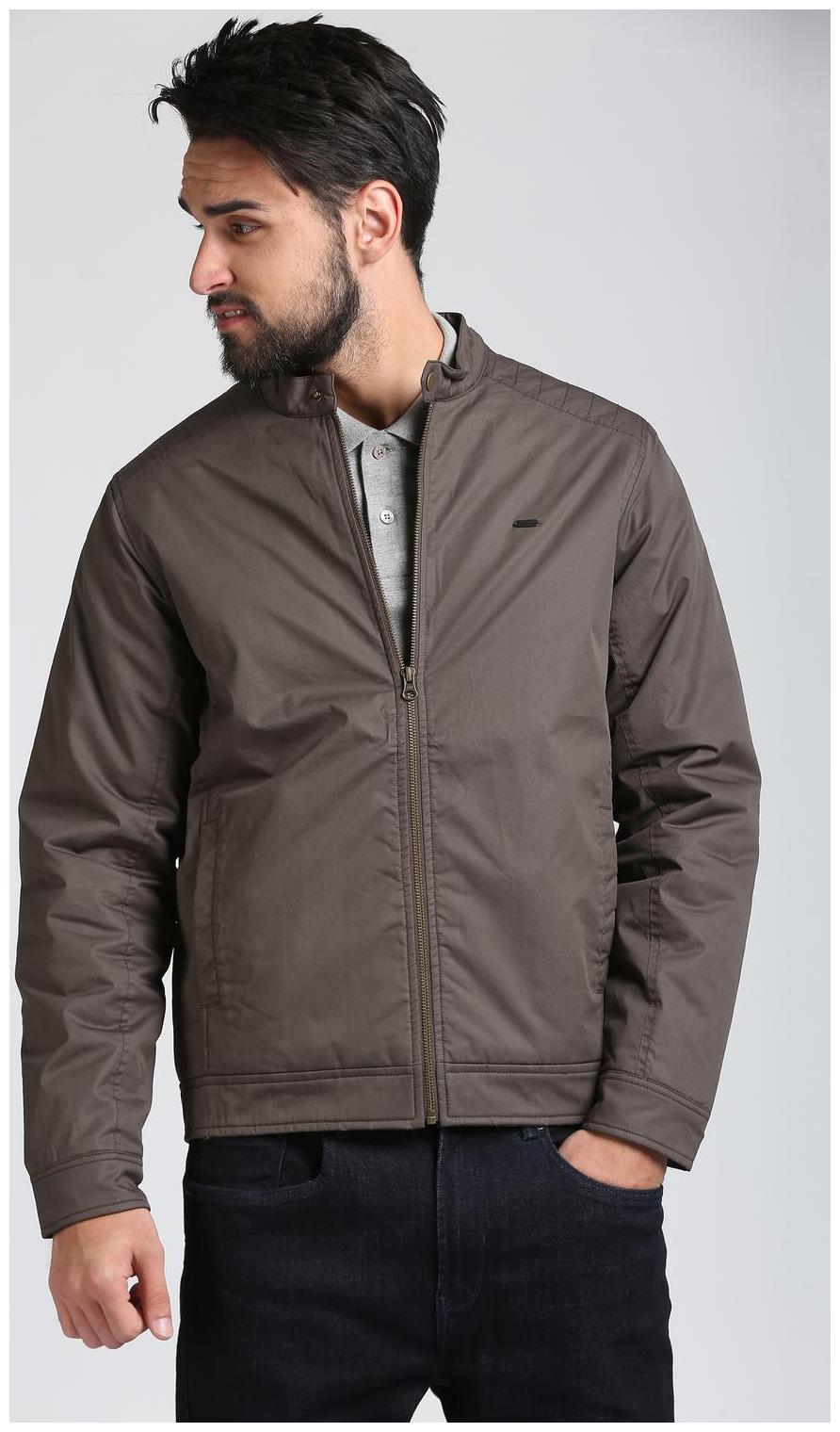 

Peter England Men Grey Solid Bomber jacket