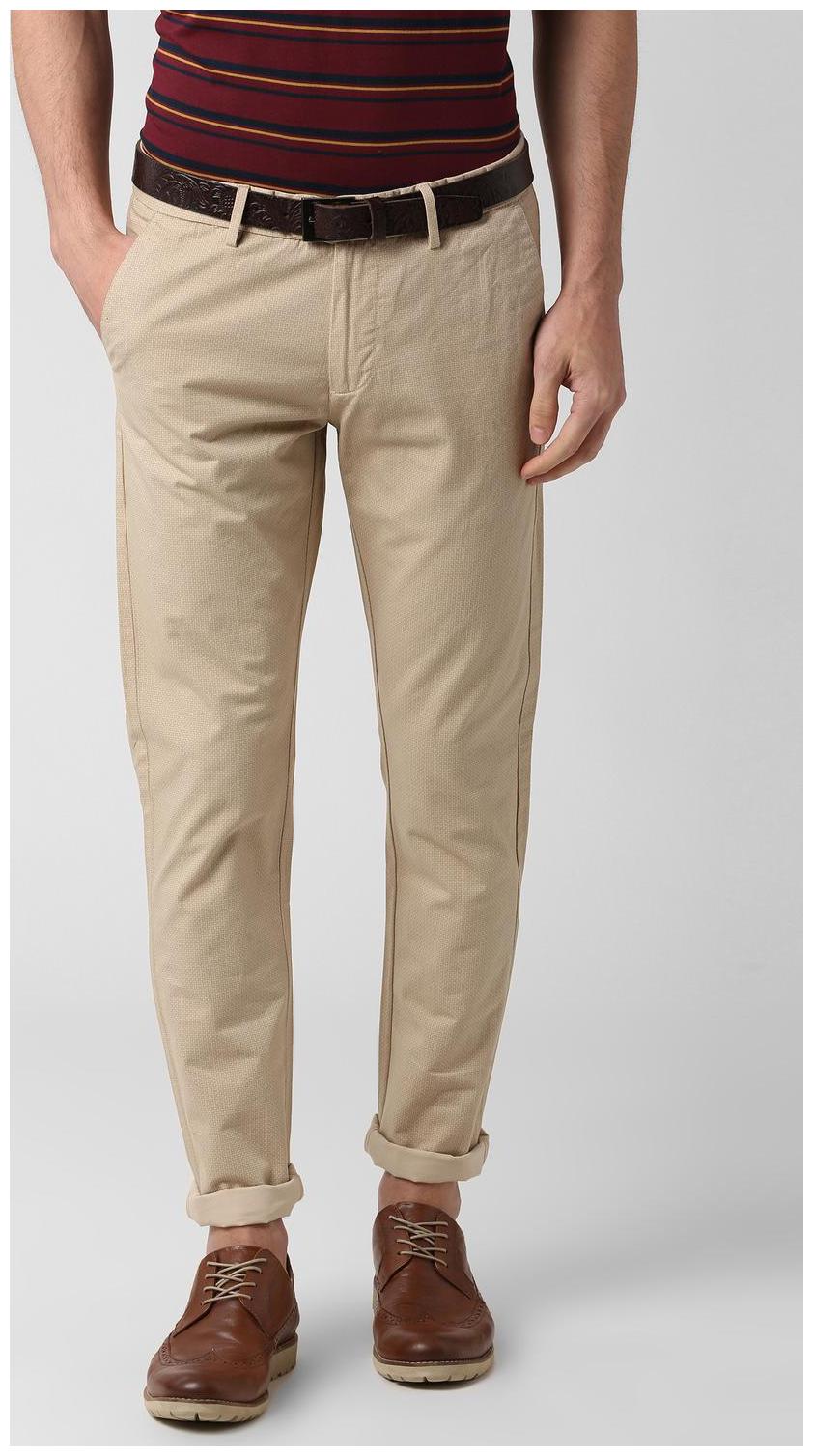 

Peter England Men Beige Solid Slim fit Regular trousers