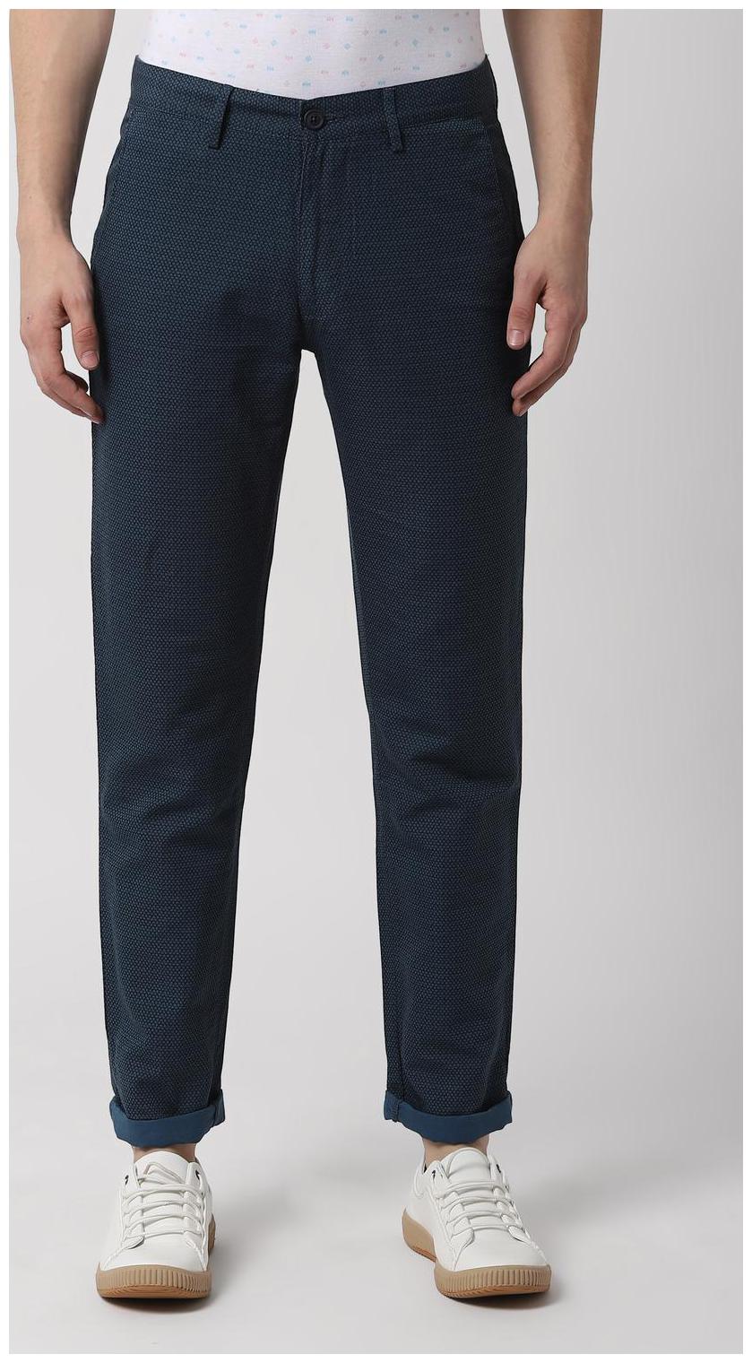

Peter England Men Cotton BlendTRUE Trousers Blue