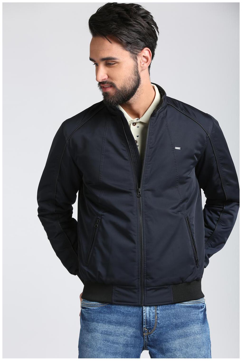 

Peter England Men Blue Solid Bomber jacket
