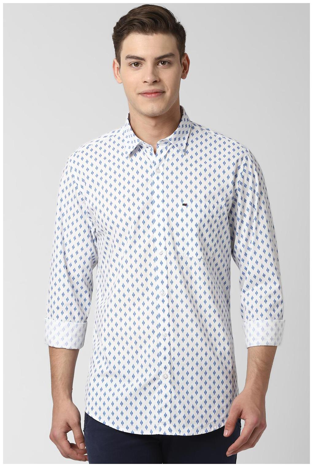 

Peter England Men White Printed Slim Fit Casual Shirt